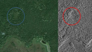 Google Earth and satellite photos show what looks to be a cluster of structures. (Image: Google Earth, CSA)